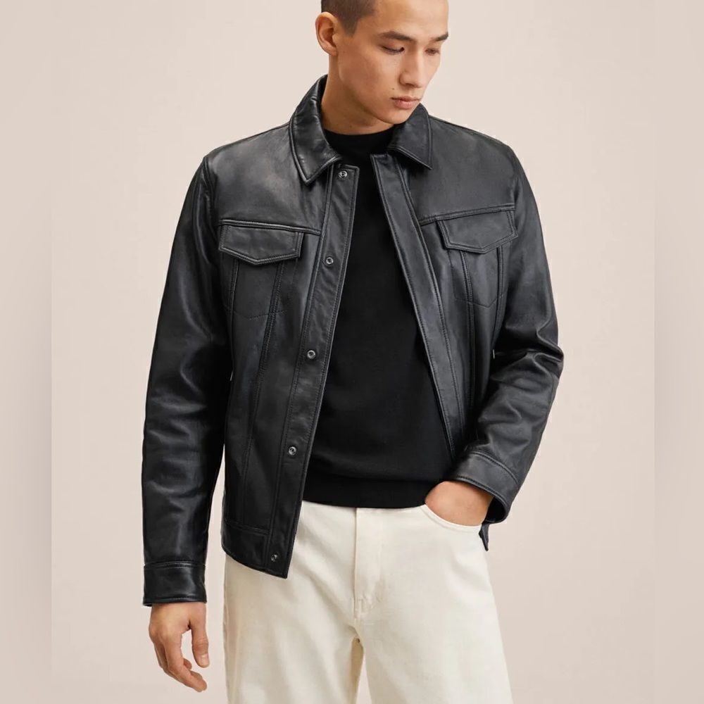 Mango Genuine Leather Jacket New - Picture 8 of 10